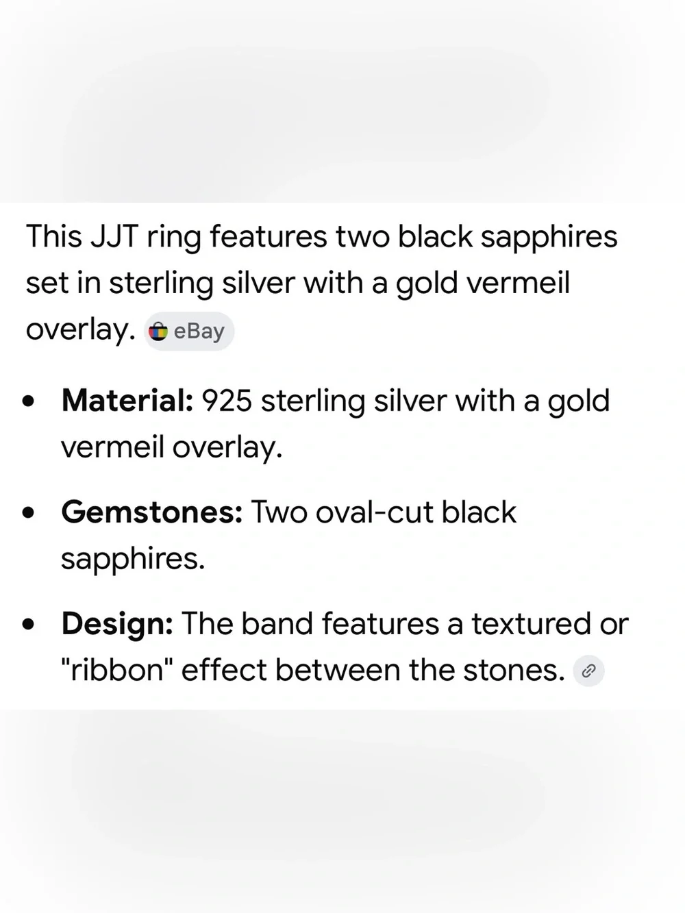 Black Sapphire 6.3/4  925 Stamped/Vermeil